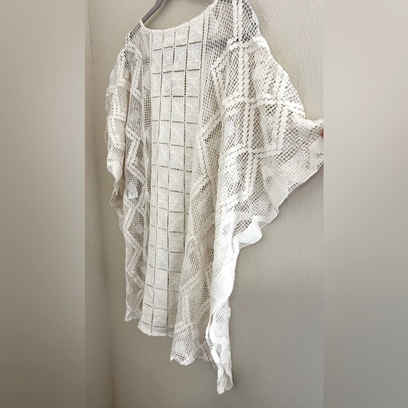 Free People Boho Crochet Kaftan Cover-Up White Cream One Size NEW - Picture 11 of 16